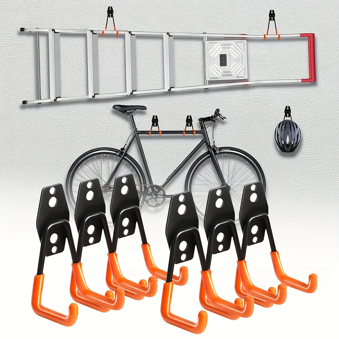 DualColor HeavyDuty Metal Tool Hooks WallMounted Garage Organizer for Ladders Bicycles and Tools  Industrial Strength SpaceSaving Storage Solution RustResistant SpaceSaving HangerModern Garage DecorSturdy Constructio