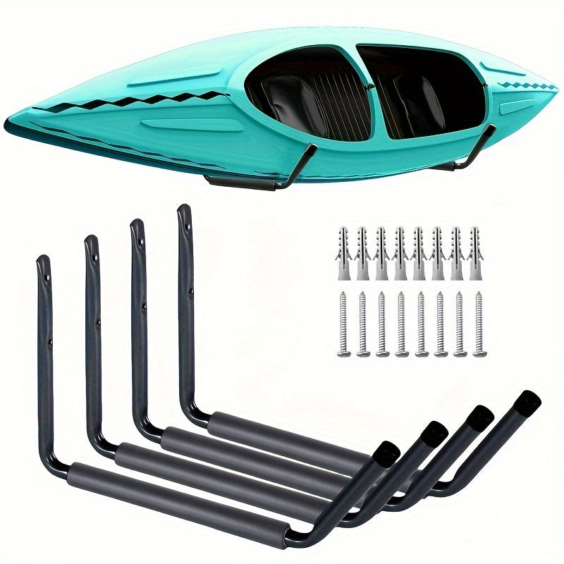 4pcs Heavy Duty Wall Mounted Garage Storage Hooks Indoor Hanger Utility Cradle Rack For Kayak Canoe Paddle Board Ladder Folding Chairs Hose Bicycle Tools Autumn And Winter Storage