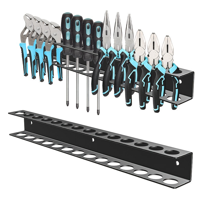 1pc  2pcs Black Metal Screwdriver  Pliers Organizer  WallMounted Hand Tool Storage Rack with Shelf for Workshop Organization does not include screwdrivers and pliers Utility Shelves