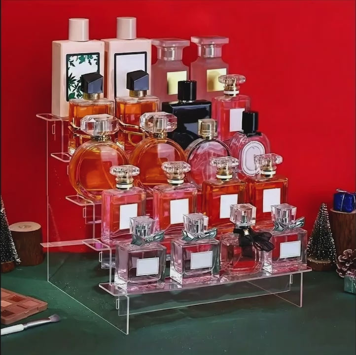 Clear Acrylic Display Risers – Multi-Tier Organiser for Perfume, Jewellery, Desserts & More